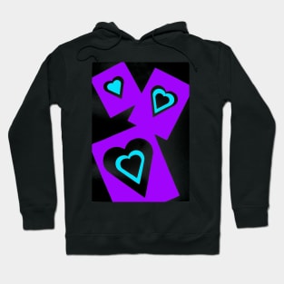 Hearts in Black Turquoise and Purple Var 4 Alternate Options Hoodie